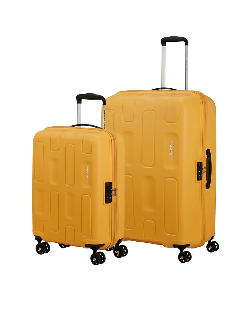 American Tourister Ellipso Suitcase, 2pc Set (55 + 68 cm), 4 Spinner Wheels, Hard Top, Polypropylene, Orange|Lightweight|Scratch Resistant Texture|Shoe & Laundry Bag|TSA Lock - 3 Years International Warranty